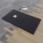 120x80 cm receveur de douche en rsine extra - plat noir 120 x 80 x 6 cm