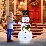 123 cm bonhomme de neige lumineux dcoration de nol avec 100 lumires led topper charpe pli extrieur ...