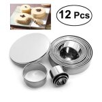 12pcs emporte - pièces rond en acier inoxydable pour biscuits fondant donuts pâte muffinsgâteaux 12pcs emporte - pièces rond en acier inoxydable pour biscuits fondant donuts pâte muffinsgâteaux