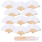12pcs �ventail pliant ventilateur bois et papier et blanc poche pliante demoiselles cadeaux mariage f�te ...
