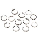12pcs mode simple retro sculpt� toe r�glable bague pied femmes bijoux (argent)