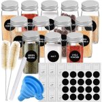 12pcs pots à Épices en verre 120ml bocaux à Épices carrés pour rangement cuisine avec entonnoir / stylo ... 12pcs pots à Épices en verre 120ml bocaux à Épices carrés pour rangement cuisine avec entonnoir / stylo ...