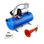 Kit klaxon � air rouge sifflet de loup 130db + compresseur dair 12v 150psi / 10bar avec reservoir 6l ...