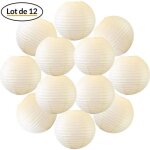 12x lanterne papier 30 cm ivoire - suspension boule papier 30 cm (12) type lanterne japonaise pour decoration ...