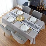 130 * 220 cm nappe de table totems gris tissage jacquard toile antitache imperm�able cir�e lavable nappe ...