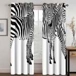 135x240cm - lot de 2 rideaux occultants - 3d noir et blanc animal zèbre motif - opaque avec ?illets - ... 135x240cm - lot de 2 rideaux occultants - 3d noir et blanc animal zèbre motif - opaque avec ?illets - ...