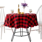 140 cm rouge noir diamtre nappe  carreaux