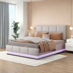 140x200cm lit coffre lit hydraulique avec led tissu cuir sommier à lattes lit double tapissé lit adulte ... 140x200cm lit coffre lit hydraulique avec led tissu cuir sommier à lattes lit double tapissé lit adulte ...
