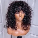 14pouces - verser180% - perruque bob brsilienne boucle avec frange pour femme cheveux 100 naturels ...