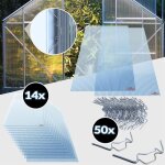 14x plaque de polycarbonate creuse 10, 25m 4mm 50x clips de vitrage serre de jardin clips de fixation ...