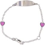 Bracelet - enfant / bébé - gourmette - identité - coeur - émail - rose - argent massif 925 / 1000 - 15 ... Bracelet - enfant / bébé - gourmette - identité - coeur - émail - rose - argent massif 925 / 1000 - 15 ...