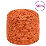 152666 vidaxl corde de bateau orange 10 mm 50 m polypropylne