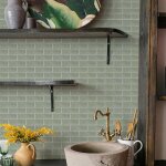 16 carrelage adhesif mural cuisine vert sauge petit morceau stickers carrelage peler et coller 30x15cmx16pcs ...