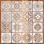 16 pcs pochoir mandala de peinture pochoirs rutilisables pochoir de peinture mandala dot modle pour ...