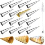 16 pièces moules crème à pâtisserie en acier inoxydable cônes droit - grande taille cornets à la crème ... 16 pièces moules crème à pâtisserie en acier inoxydable cônes droit - grande taille cornets à la crème ...