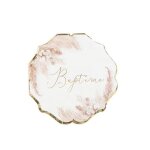 16 serviettes de table jetable papier baptme pampa fleur de coton blanc