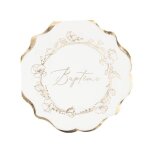 16 serviettes de table jetable papier bapt�me v�g�tal or 32cm cr�me