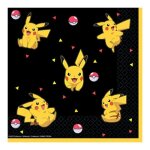 16 serviettes de table jetable papier pokmon pikachu 33cm noir