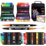 168 couleurs feutres coloriage adulte stylo feutre double pointe fine pour enfantsfeutre pinceaux aquarelle ...