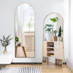 173 x 63 cm miroir sur pied arqu� dor� deen verre tremp�avec un cadre en m�tal et un support en forme ...