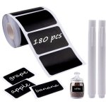 180 pcs tiquettes autocollantes noires tiquettes impermables avec 2 stylos  craies blanches - 60 ...