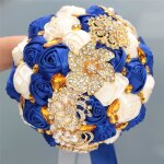 18cm bleu roi ivoire - bouquets de fleurs en or cristal or blanc soie pure demoisellehonneur mariage ...