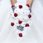 Fleur artificielle - bouquet de mariage - 18 cm de diam�tre - rouge - �l�gance chic