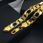Bracelet - or jaune - figaro - 10mm large - 23cm long - cadeau homme