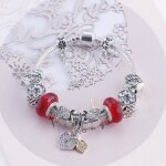 19cm charms bracelet femme pandora style bijoux femme fleur rouge charms femme bijoux wow1252