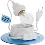 1pc greate douille e27 avec c�ble et interrupteur blanc 1. 8 m - socle ampoule e27 avec prise max. 60w ...