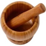 1pcs mortier et pilon en bois et bambou naturel ustensiles de cuisine pour pimenter gingembre herbe la ...