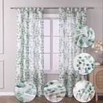 1pcs rideaux voilage fenetre motif imprim vigne patte vert l - h 140 x 145 cm