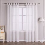 1pcs rideau voilage fenetre en voile blanc pour chambre - cuisine - salon patte l - h 140 x 175 cm