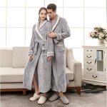 1pcspyjama femme et homme peignoir de bain flanelle gris xxxl