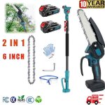 2 - en - 1 batterie poteau pruner & 6 pouces mini tron�onneuse avec 2 xbattery compatible avec la batterie ...