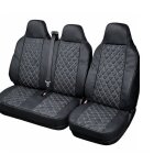 2 + 1 housses de si�ge avant universelles couvre - si�ges en similicuir noir rembourr� matelass� pour ...