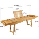 Pont de baignoire - bambou - extensible 75 - 109 cm - support pour tlphone et verre - antidrapant