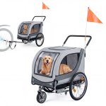 2 en 1 poussette pour animaux pliable costway roue avant pivotant 2 roues gonflable fen�tres maille housse ...