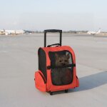 2 en 1 trolley chariot sac a dos sac de transport a roulettes pour chien chat