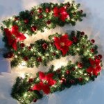 27m guirlande sapin artificiel lumineuse no�lguirlande de sapin no�l artificiel avec led et fleur boule ...