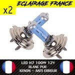 2 ampoule lampe halogene gaz h7 bleu 6500k 100w feu phare xenon white drl