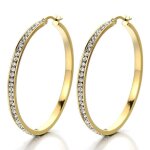 2 anneau boucle doreille charni�re avec zircone cubique - femme filles boucles cr�oles - acier - couleur ...