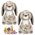 2 assortiments de 30 petits chocolats de p�ques kinder et milka et leurs peluches lapins cadeau original ...
