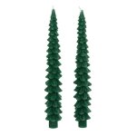 2 bougies flambeaux cire sapin 25cm vert