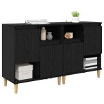 En soldes - lot de 2 buffets de salon bahut vaisselier ch�ne noir 60x35x70cm - bois ding�nierie 8 3392800 ...