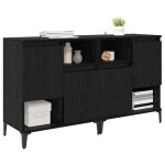 En soldes - lot de 2 buffets de salon bahut vaisselier ch�ne noir 60x35x70cm - bois ding�nierie 8 9797313 ...