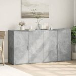 En soldes - lot de 2 buffets de salon bahut vaisselier gris b�ton 79x38x80cm - bois ding�nierie 8 1960005 ...