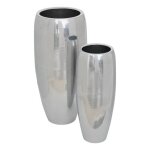 2 caches - pot reso en acier 33x33x70cm argent - atmosphera cr�ateur dint�rieur