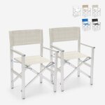 2 chaises de plage pliantes portables en textil�ne aluminium regista gold - gris