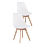 2 chaises tulipes salle � manger scandinaves bm home salle de bureau pieds en bois de h�tre massif blanches ...